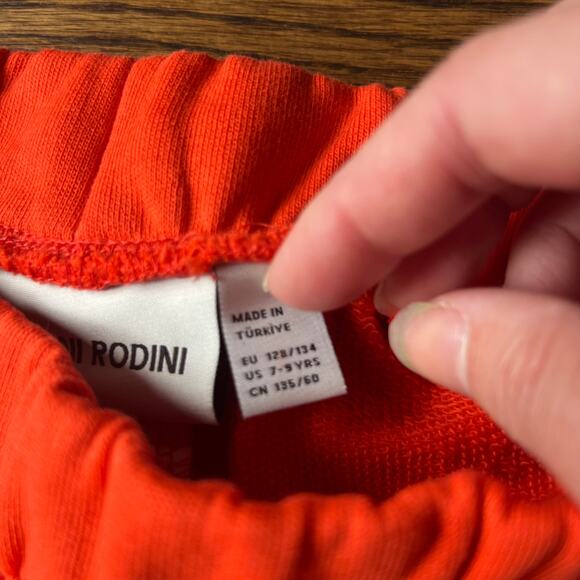 New Mini Rodini Unisex Orange Music Note Sweatpants - 7-9 years - Picture 4 of 6